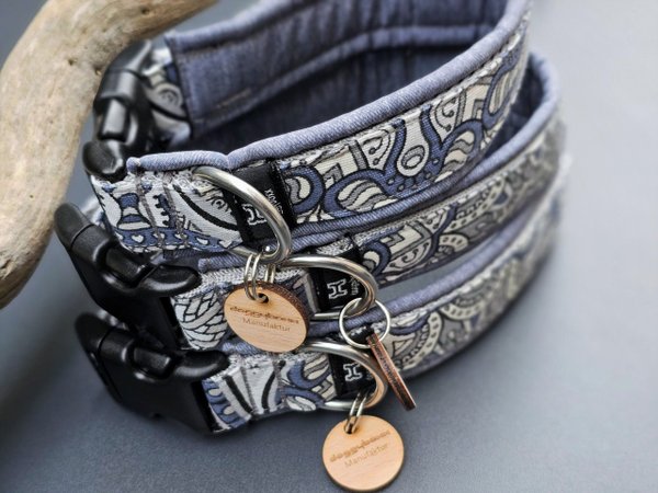 doggyboxx Halsband design grau-jeansgrau L